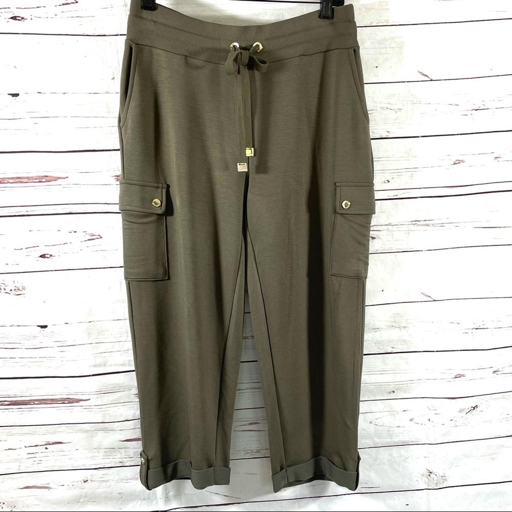 Calvin Klein Women’s Petite Olive Green Cargo Cropped Joggers Size PM